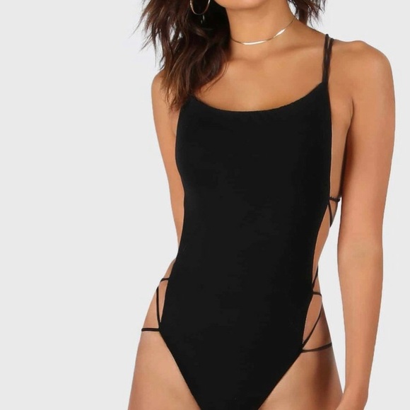 Criss Cross Backless Bodysuit - Picture 2 of 8
